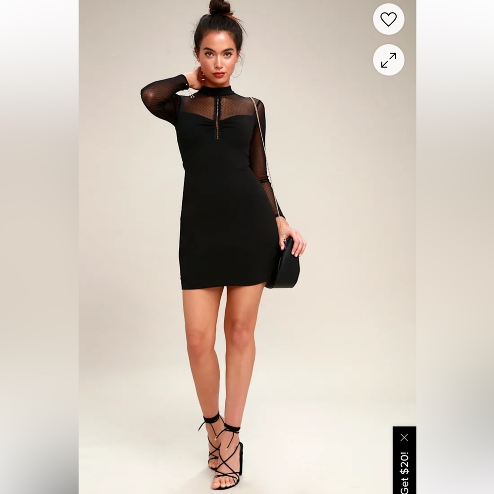 Lulu's Black Sheer Long Sleeve Dress size XS - Picture 3 of 9